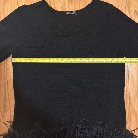 Nic + Zoe Women’s Knit 3/4 Sleeve Fringed Lightweight Black Sweater Size Small - Picture 5 of 6